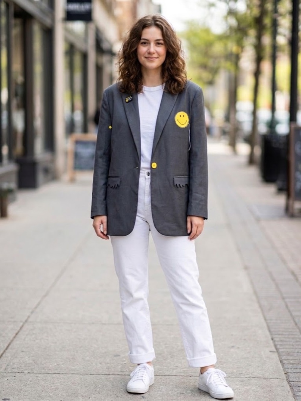 13DE MARZO x Smiley Over-Sized Suit Blazer Grey Small (No Teddy)